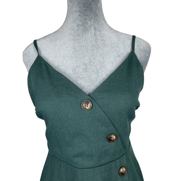 Lush Anthropologie Green Linen Midi Sheath Dress S Bohemian Cottagecore Coastal - Picture 7 of 13